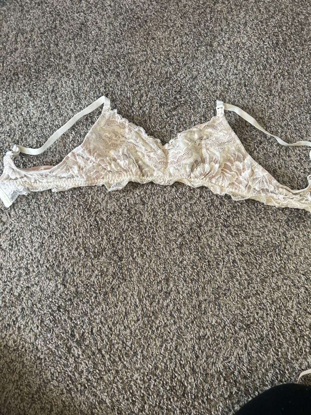 Sheer Lace Bralette in Cream - Delicate Triangle Style